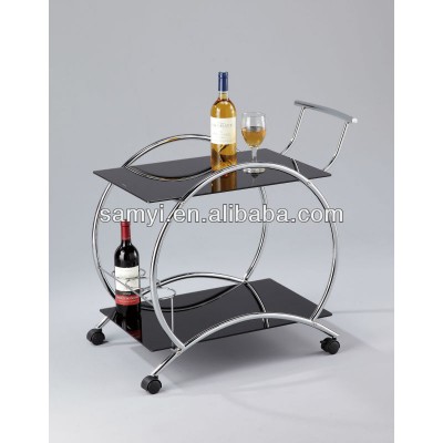 Glass Wine Serving Trolley Cart