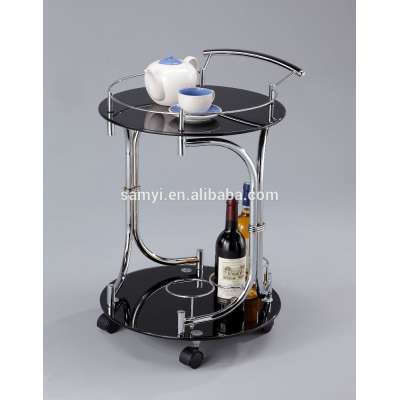 Mobile glass table trolley cart