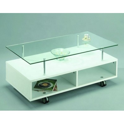 Glass top Wooden base coffee table