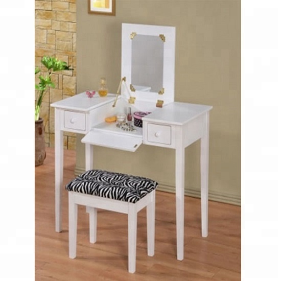 Bedroom Dressing Table with Folding Vanity Mirror