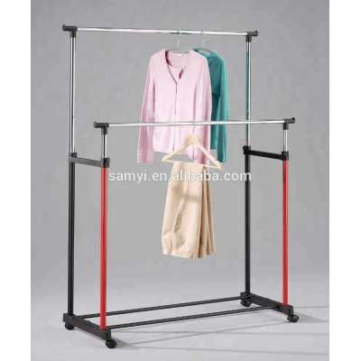 Double Rack Metal Clothes Trolley