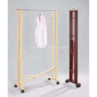 Wooden clothes hanger trolley